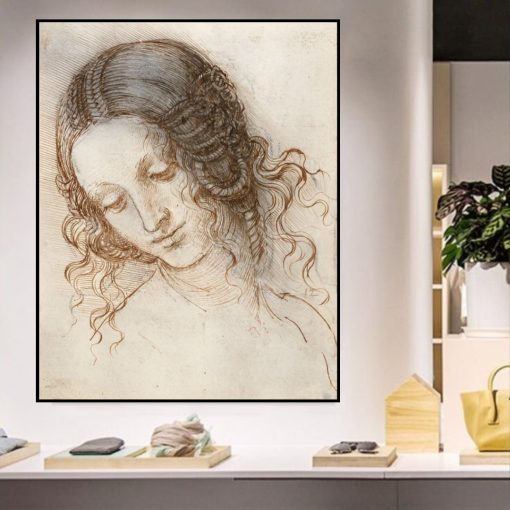 Sketch and Study by Leonardo da Vinci Printed on Canvas - Image 4