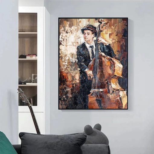 Musicians Playing Their Instruments Printed on Canvas - Image 6