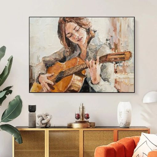 Musicians Playing Their Instruments Printed on Canvas - Image 7