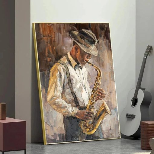 Musicians Playing Their Instruments Printed on Canvas - Image 5