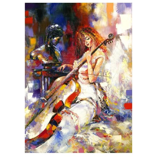 Violin and Cello Players Paintings Printed on Canvas - Image 3