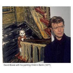 David Bowie with his painting Child in Berlin