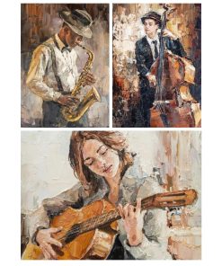 Paintings of Musicians Playing Their Instruments Printed on Canvas