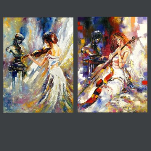 Violin and Cello Players Paintings Printed on Canvas - Image 4