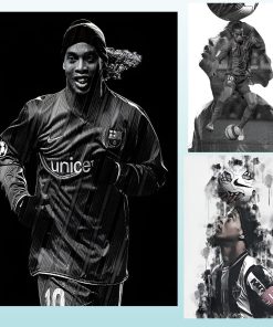 Artwork of Ronaldinho Football Player Printed on Canvas