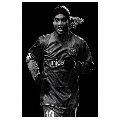 Artwork of Ronaldinho Football Player Printed on Canvas - Image 2