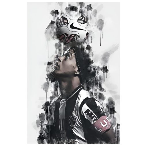 Artwork of Ronaldinho Football Player Printed on Canvas - Image 3