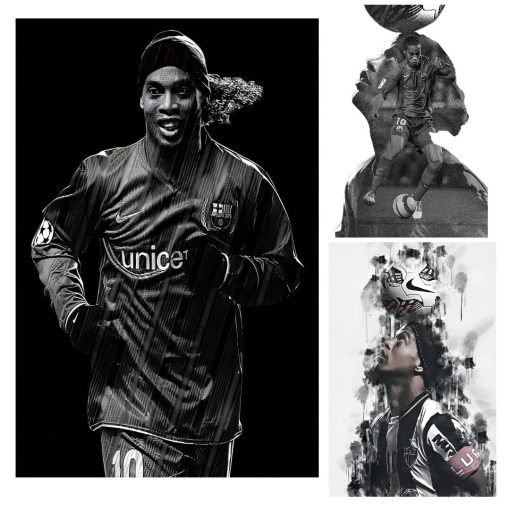 Artwork of Ronaldinho Football Player Printed on Canvas - Image 5