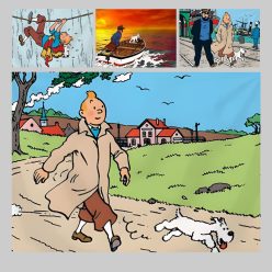 Cartoon Artwork of Tintin Printed on Canvas