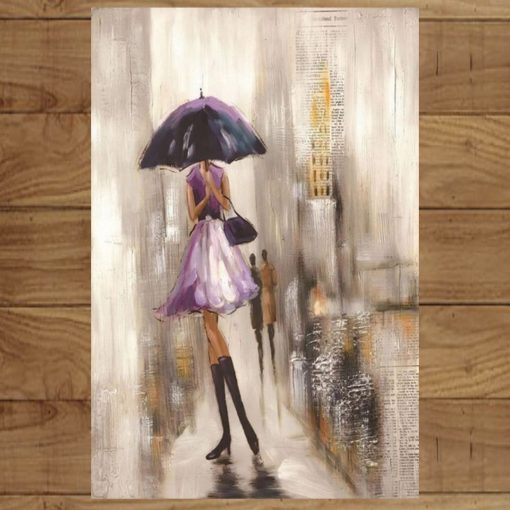 Painting of Woman With Umbrella Printed on Canvas - Image 3