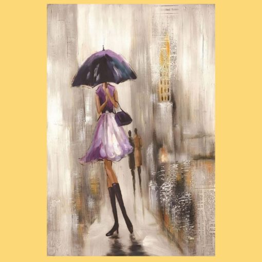 Painting of Woman With Umbrella Printed on Canvas - Image 4