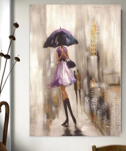 Painting of Woman With Umbrella Printed on Canvas