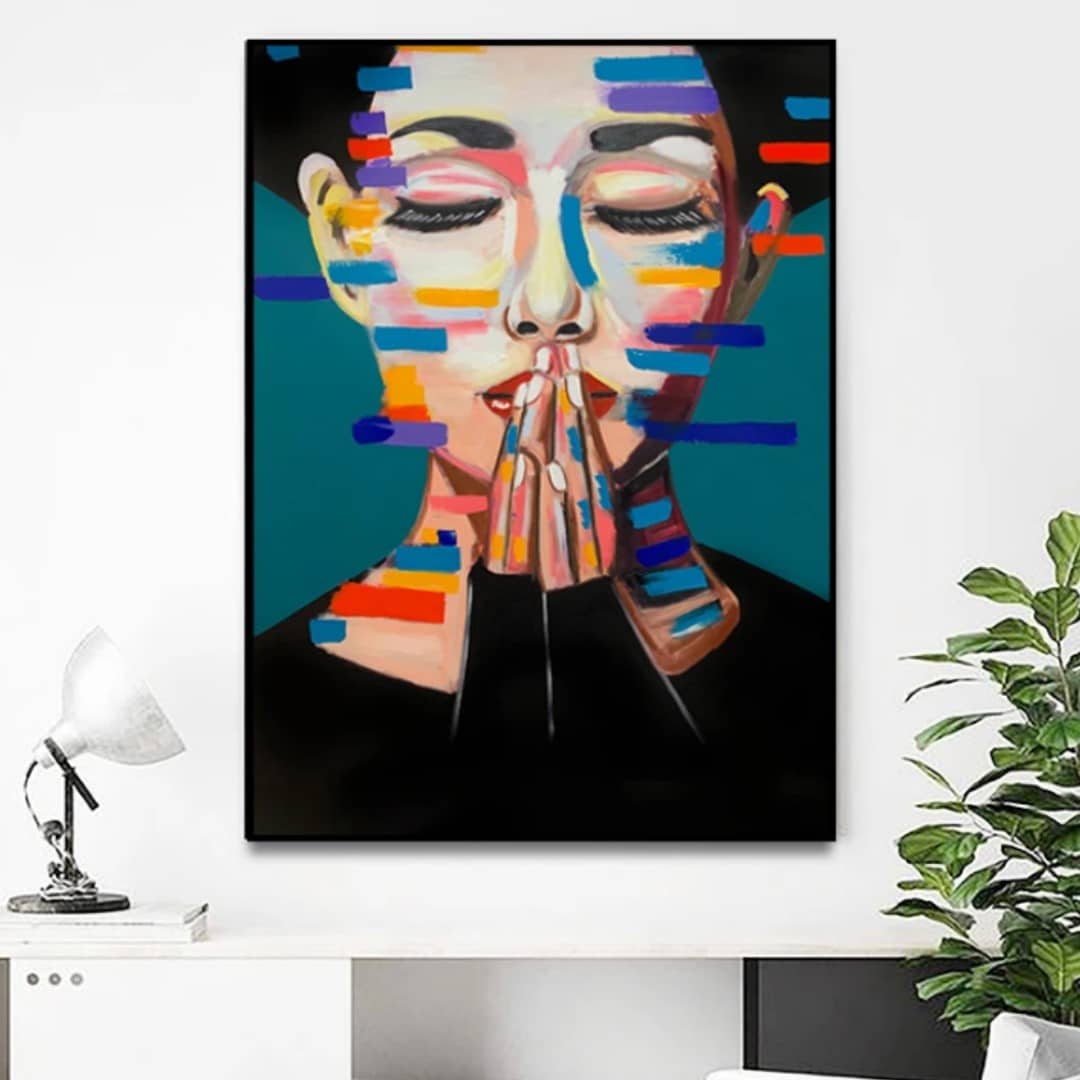 Pop Art Portrait Painting Printed on Canvas