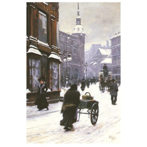 Street Scene In Winter, Copenhagen by Paul Gustav Fischer Printed on Canvas - Image 2