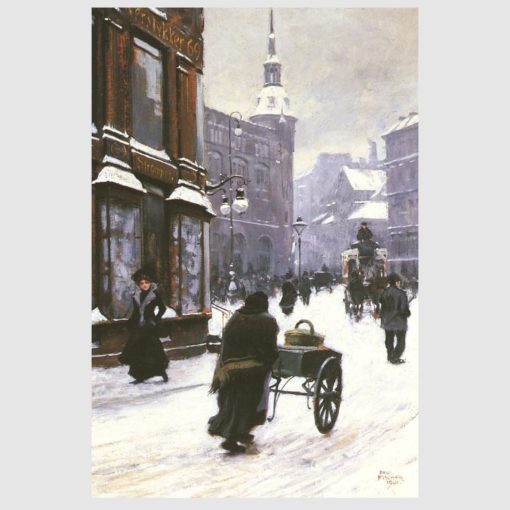 Street Scene In Winter, Copenhagen by Paul Gustav Fischer Printed on Canvas - Image 3