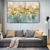 Abstract Gold and Seas Colors Painting Printed on Canvas