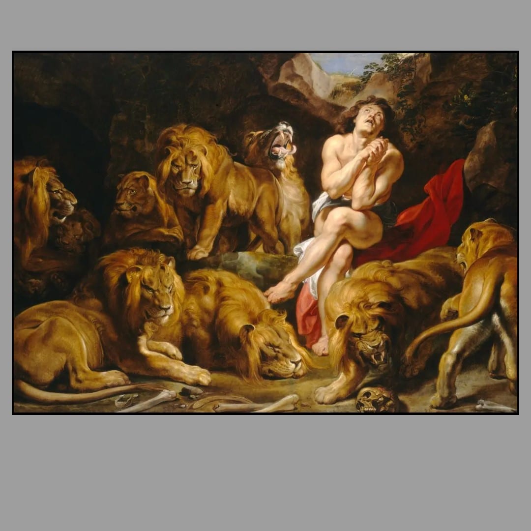 Daniel in the Lions' Den by Peter Paul Rubens Printed on Canvas