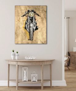 Painting of Motorcycle Printed on Canvas