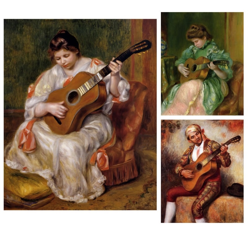 Playing the Guitar by Pierre-Auguste Renoir Printed on Canvas