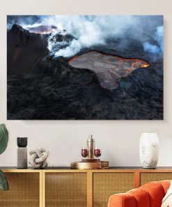 Volcanic Eruption in Iceland Image Printed on Canvas