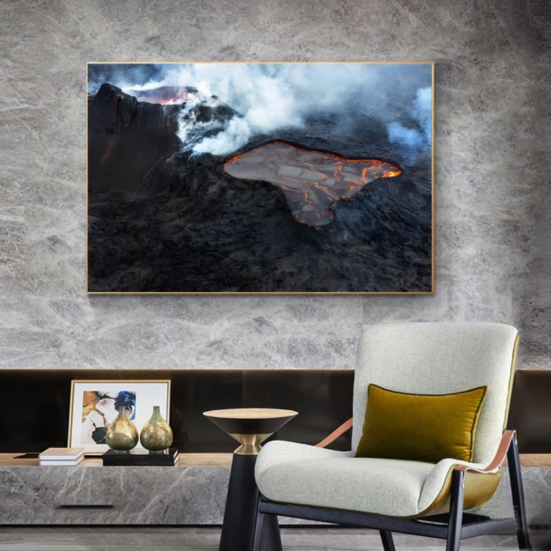 Volcanic Eruption in Iceland Image Printed on Canvas