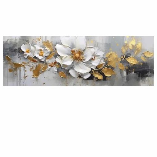 Golden Flowers Wall Art Printed on Canvas - Image 2