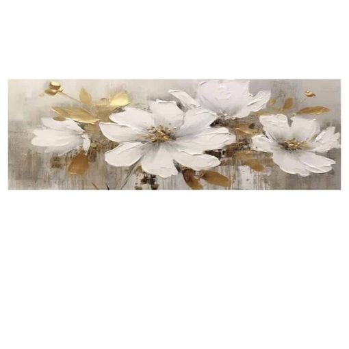 Golden Flowers Wall Art Printed on Canvas - Image 3