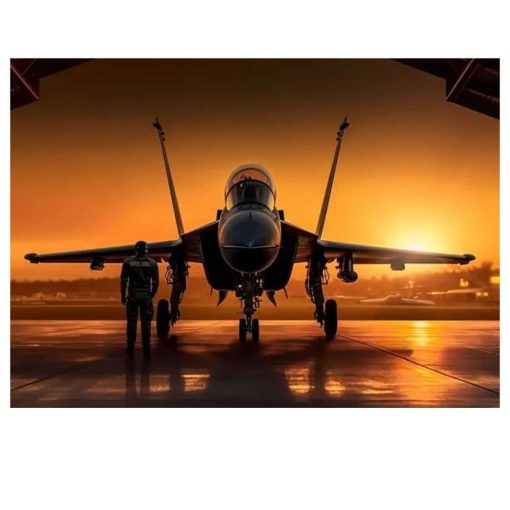 Navy Planes at Sunset Printed on Canvas - Image 2