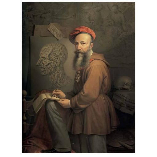 Head of a Man and Self Portrait by Filippo Balbi Printed on Canvas - Image 4