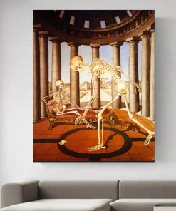 Skeleton Has the Shell by Paul Delvaux Printed on Canvas