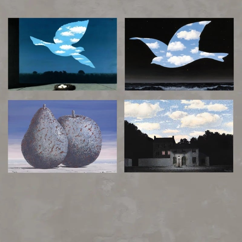 Four Artwork by René Magritte Printed on Canvas