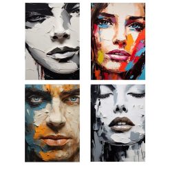 Abstract Beautiful Face Printed on Canvas