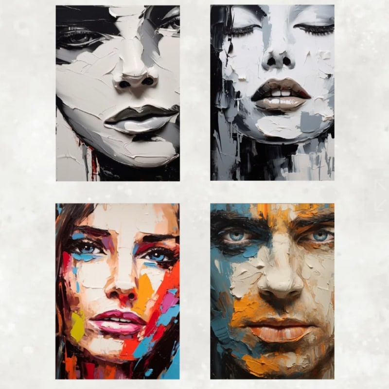 Abstract Beautiful Face Printed on Canvas