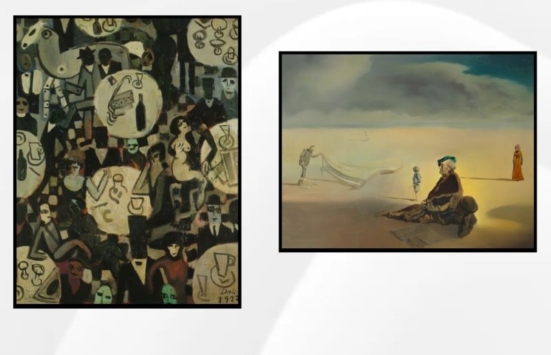 Cabaret Scene and Chemist Lifting by Salvador Dalí Printed on Canvas