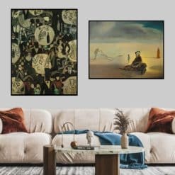 Cabaret Scene and Chemist Lifting by Salvador Dalí Printed on Canvas