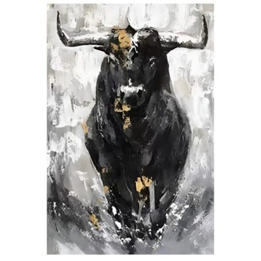 Black Bull Painting Printed on Canvas - Image 2