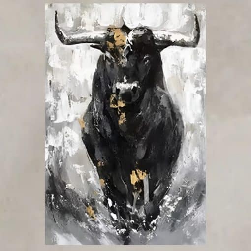 Black Bull Painting Printed on Canvas - Image 3