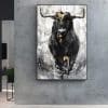 Black Bull Painting Printed on Canvas