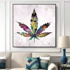 Leaf Graffiti Artwork Printed on Canvas