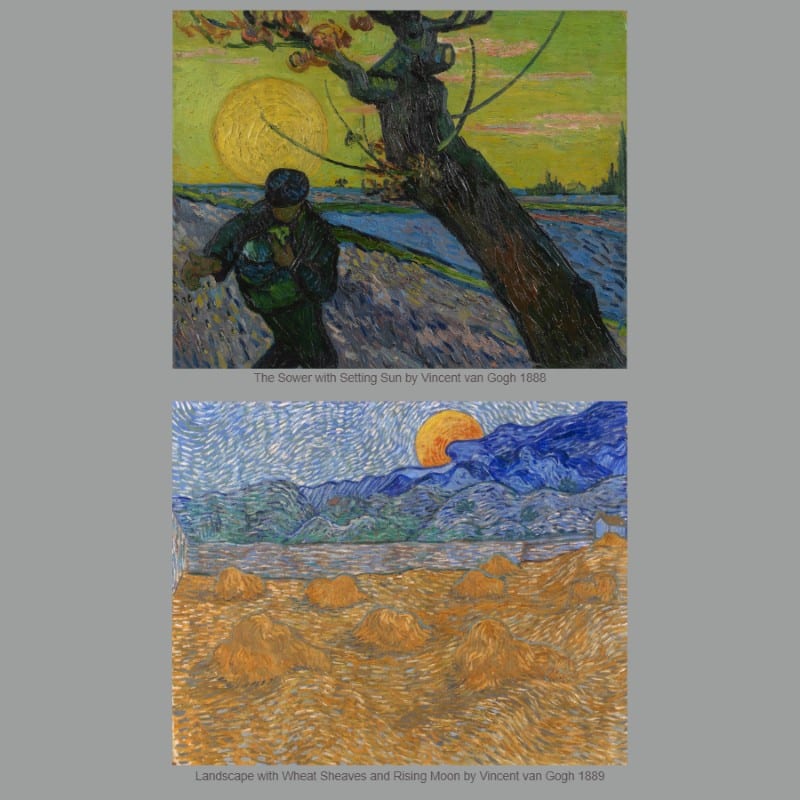 Setting Sun and Rising Moon by Vincent van Gogh Printed on Canvas