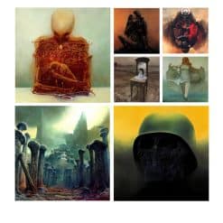 Untitled Paintings by Zdzislaw Beksinski Printed on Canvas