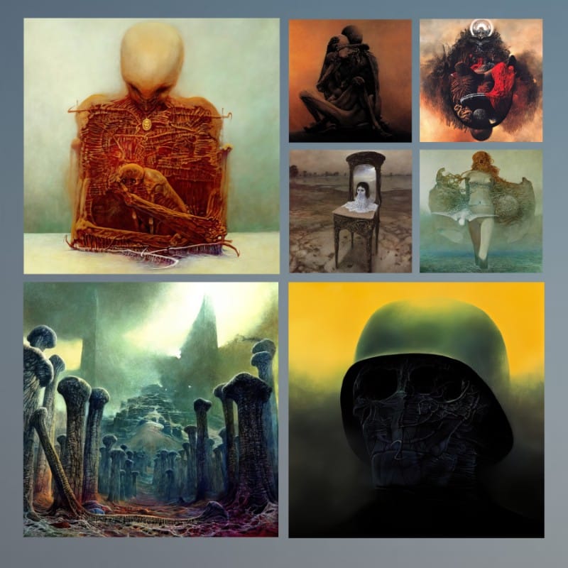 Untitled Paintings by Zdzislaw Beksinski Printed on Canvas