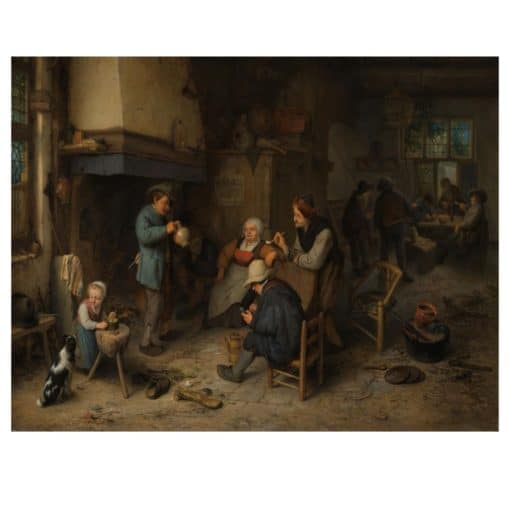 Adriaen van Ostade 1661 Peasants in an Interior Printed on Canvas - Image 2