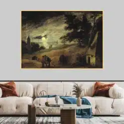 Dune Landscape by Moonlight by Adriaen Brouwer Printed on Canvas
