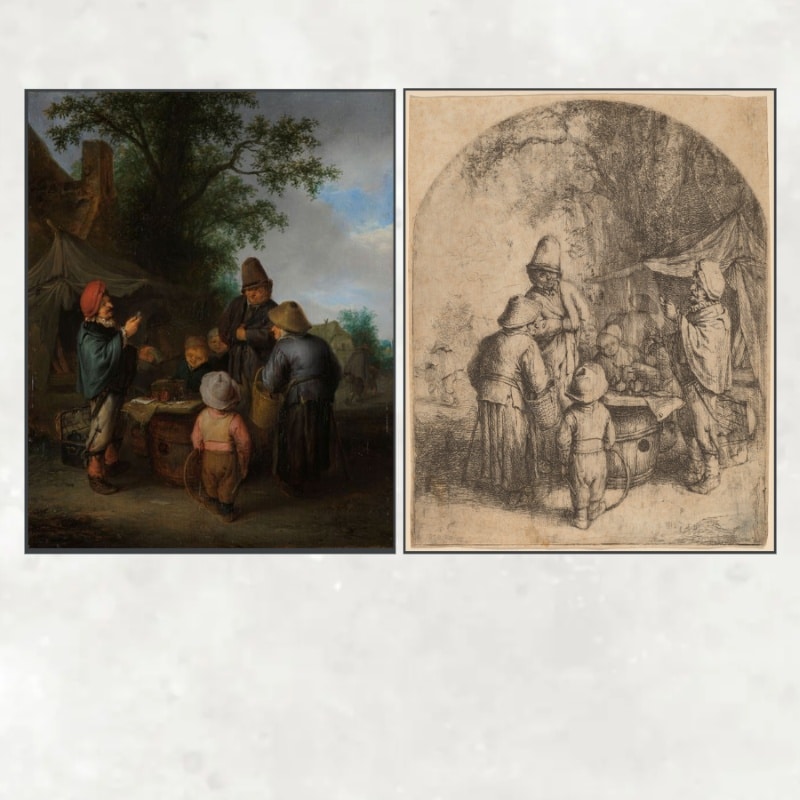 The Quacksalver by Adriaen van Ostade Printed on Canvas