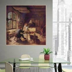 The painter in his Studio by Adriaen van Ostade Printed on Canvas