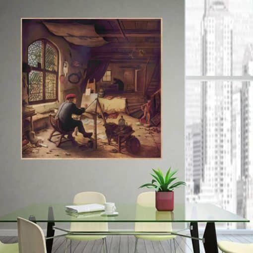 The painter in his Studio by Adriaen van Ostade Printed on Canvas